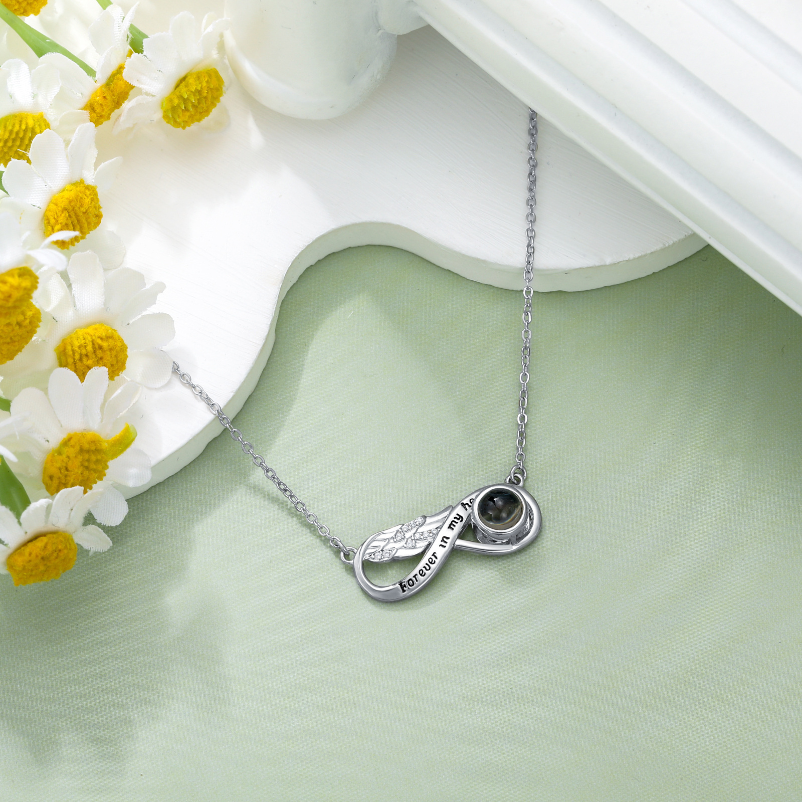 Sterling Silver Angel Wing Necklace, 'I Love You' in 100 Languages